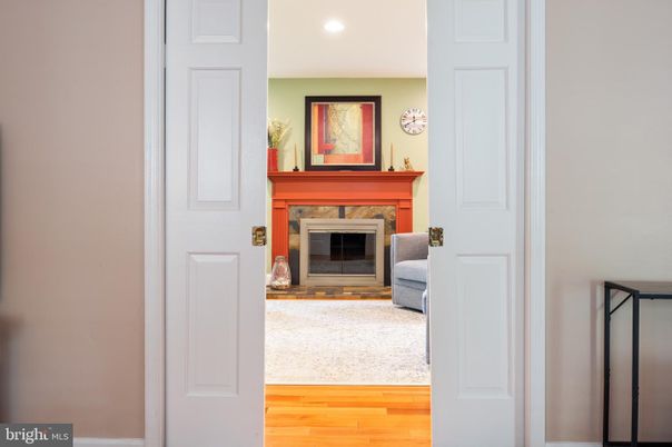 Fireplace, Interior, Recessed Lighting, Wood Texture Flooring