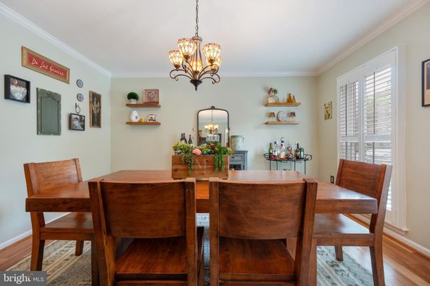 Chandelier, Dining room, Interior, Wood Texture Flooring
