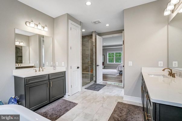Bathroom, Dual Sink Vanities, Glass Shower, Interior, Recessed Lighting