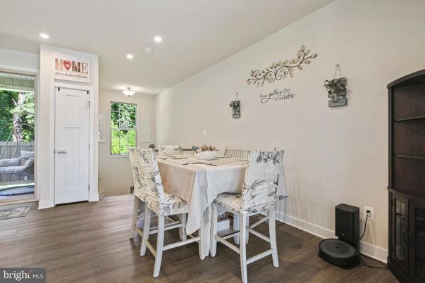Dining room, Interior, Recessed Lighting, Wood Texture Flooring