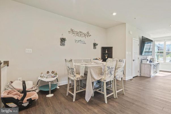 Dining room, Interior, Recessed Lighting, Wood Texture Flooring