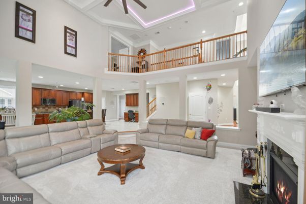 Fireplace, Interior, Kitchen, Living room, Recessed Lighting