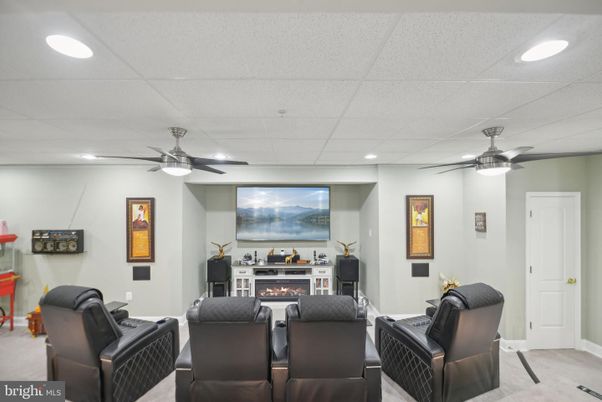 Home Theatre Room, Fireplace, Interior, Recessed Lighting