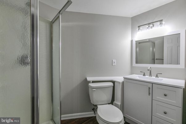 Bathroom, Glass Shower, Interior, Wood Texture Flooring