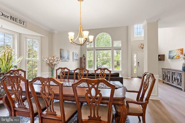 Chandelier, Dining room, Interior, Wood Texture Flooring