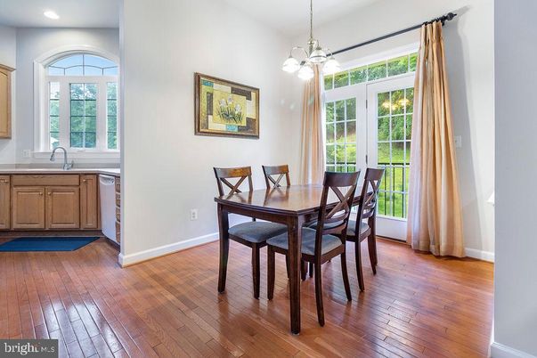 Dining room, Interior, Pendant Lights, Recessed Lighting, Wood Texture Flooring