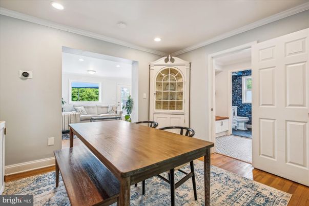 Dining room, Interior, Living room, Recessed Lighting, Wood Texture Flooring