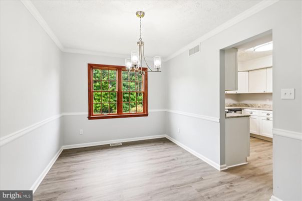 Empty room, Interior, Kitchen, Pendant Lights, Wood Texture Flooring