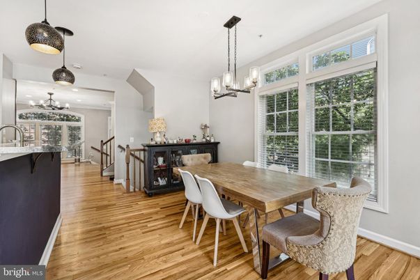 Dining room, Interior, Pendant Lights, Recessed Lighting, Wood Texture Flooring