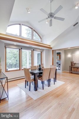 Dining room, Interior, Recessed Lighting, Wood Texture Flooring