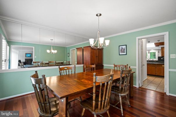 Chandelier, Dining room, Interior, Pendant Lights, Wood Texture Flooring