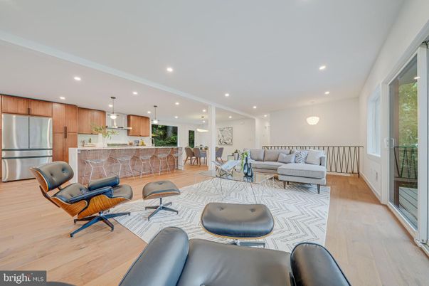 Interior, Kitchen, Living room, Pendant Lights, Recessed Lighting, Stainless Steel Appliances, Wood Texture Flooring
