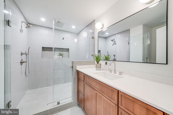 Bathroom, Dual Sink Vanities, Glass Shower, Interior, Recessed Lighting