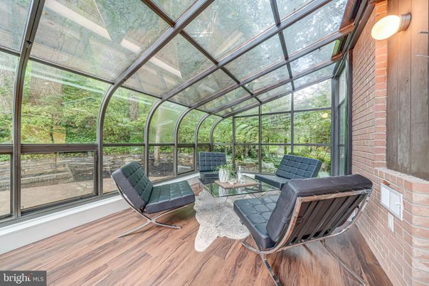 Glass Ceilings, Interior, Stone Walls, Sun Room, Wood Texture Flooring