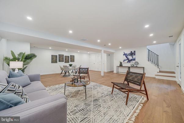Dining room, Interior, Living room, Recessed Lighting, Wood Texture Flooring