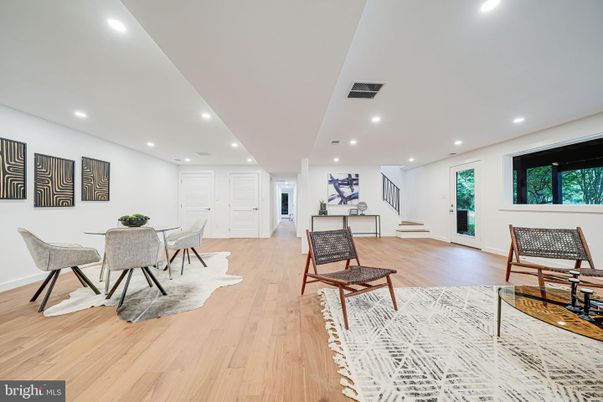 Dining room, Interior, Recessed Lighting, Wood Texture Flooring