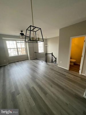Chandelier, Empty room, Interior, Pendant Lights, Wood Texture Flooring