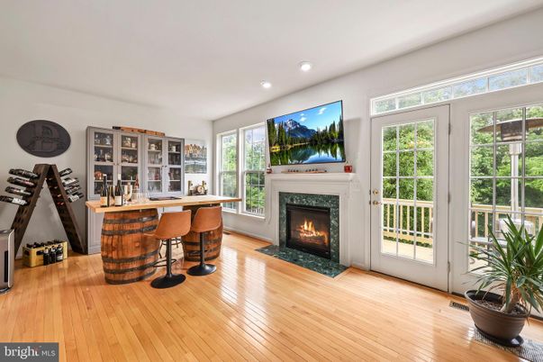 Fireplace, Interior, Recessed Lighting, Wood Texture Flooring