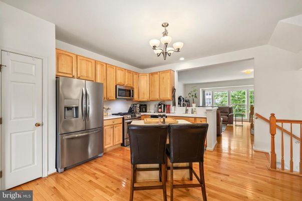 Chandelier, Interior, Kitchen, Recessed Lighting, Wood Texture Flooring