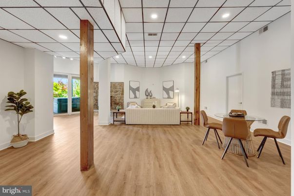 Dining room, Interior, Recessed Lighting, Wood Texture Flooring