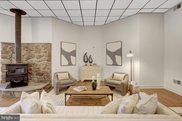Fireplace, Interior, Living room, Stone Walls, Wood Texture Flooring