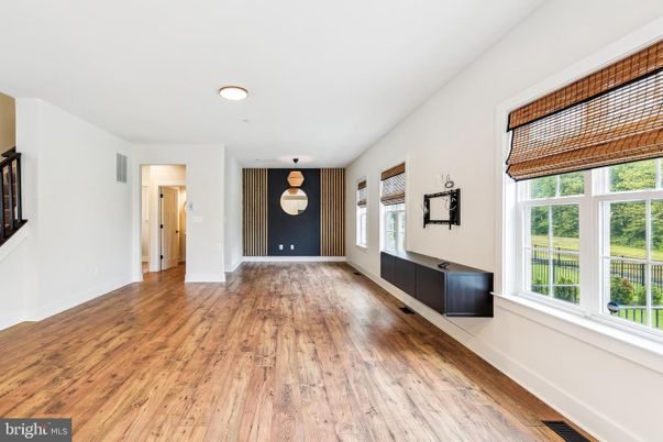 Empty room, Interior, Pendant Lights, Recessed Lighting, Wood Texture Flooring