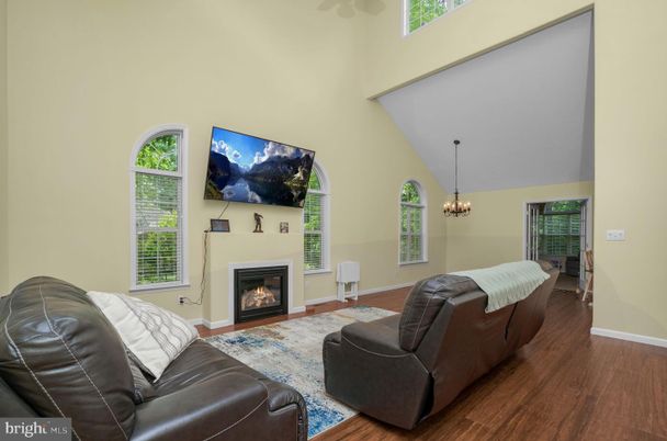 Chandelier, Fireplace, Interior, Living room, Wood Texture Flooring