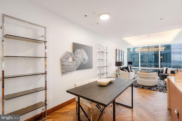 Dining room, Interior, Living room, Pendant Lights, Recessed Lighting, Wood Texture Flooring