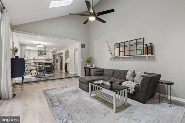 Dining room, Interior, Kitchen, Living room, Recessed Lighting, Stainless Steel Appliances, Wood Texture Flooring