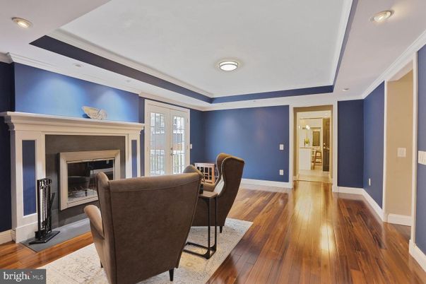 Fireplace, Interior, Recessed Lighting, Wood Texture Flooring