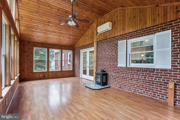 Empty room, Fireplace, Interior, Stone Walls, Wooden Ceilings, Wood Texture Flooring, Wooden Walls
