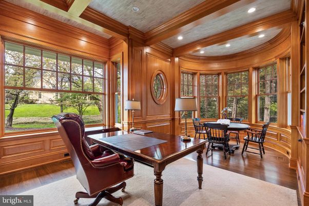 Home Office, Interior, Recessed Lighting, Wooden Beams, Wood Texture Flooring, Wooden Walls