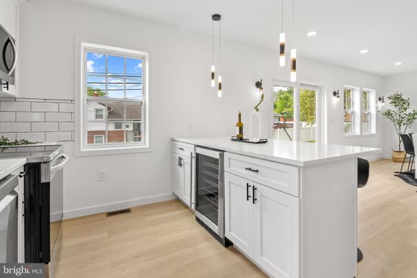 Interior, Kitchen, Pendant Lights, Recessed Lighting, Wood Texture Flooring
