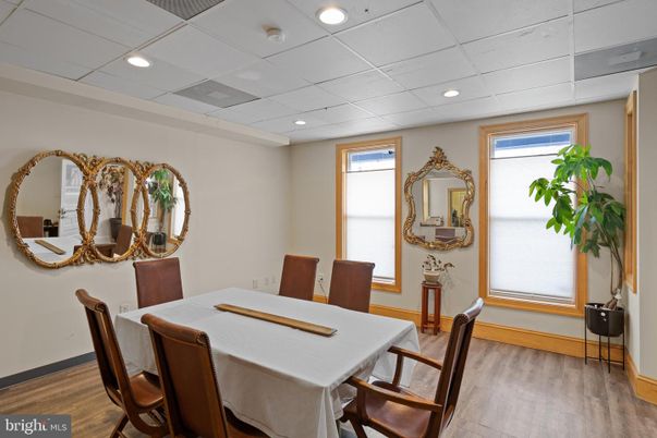 Dining room, Interior, Recessed Lighting, Wood Texture Flooring