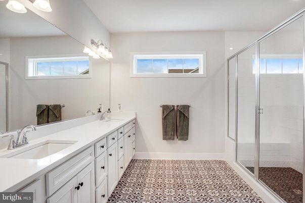 Bathroom, Dual Sink Vanities, Glass Shower, Interior