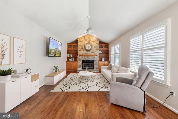 Fireplace, Interior, Living room, Stone Walls, Wood Texture Flooring