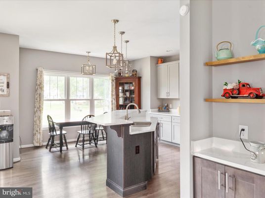 Dining room, Interior, Kitchen, Pendant Lights, Wood Texture Flooring
