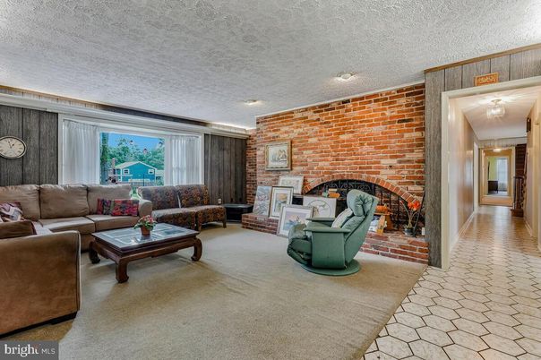 Fireplace, Interior, Living room, Recessed Lighting, Stone Walls