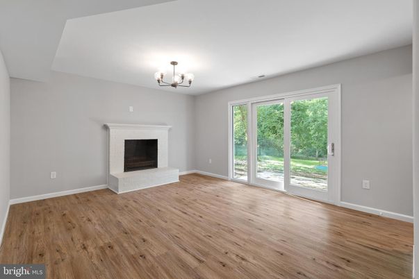 Chandelier, Empty room, Fireplace, Interior, Wood Texture Flooring