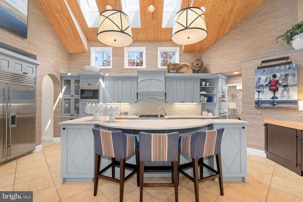 Interior, Kitchen, Pendant Lights, Recessed Lighting, Stainless Steel Appliances, Wooden Beams, Wooden Ceilings