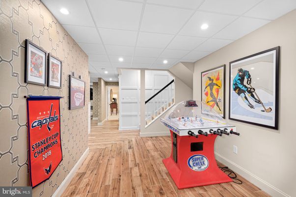 Game Room, Interior, Recessed Lighting, Wood Texture Flooring