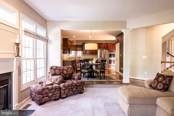 Dining room, Fireplace, Interior, Kitchen, Living room, Pendant Lights, Recessed Lighting, Stainless Steel Appliances