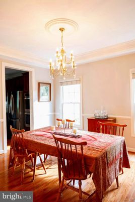 Chandelier, Dining room, Interior, Wood Texture Flooring