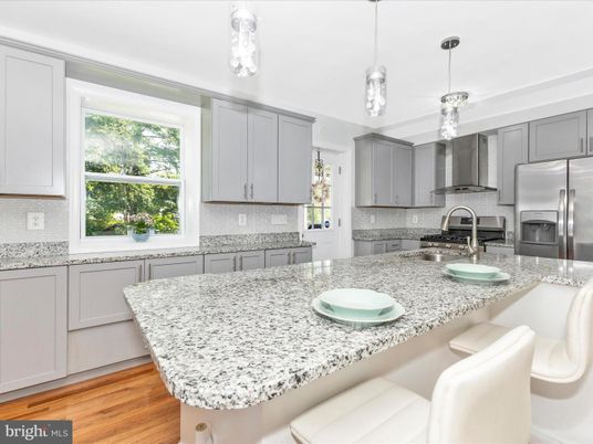 Interior, Kitchen, Pendant Lights, Stainless Steel Appliances, Wood Texture Flooring