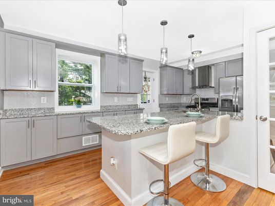 Interior, Kitchen, Pendant Lights, Stainless Steel Appliances, Wood Texture Flooring