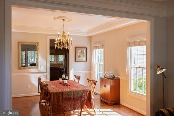 Chandelier, Dining room, Interior, Wood Texture Flooring