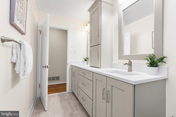 Bathroom, Dual Sink Vanities, Interior, Wood Texture Flooring