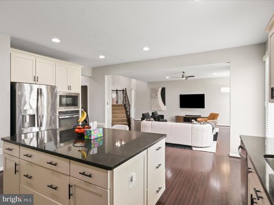 Interior, Kitchen, Living room, Recessed Lighting, Stainless Steel Appliances, Wood Texture Flooring