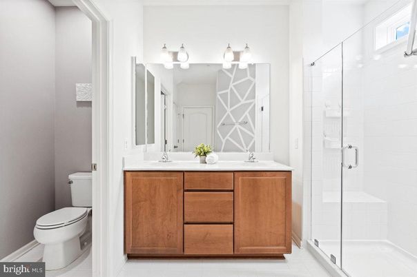 Bathroom, Dual Sink Vanities, Glass Shower, Interior