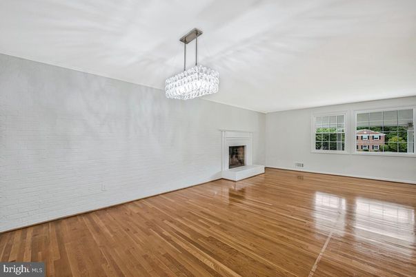 Chandelier, Empty room, Fireplace, Interior, Wood Texture Flooring